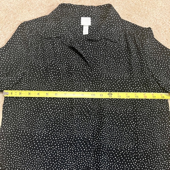 H&M black & white polka dot button up blouse size 2 - Picture 4 of 6